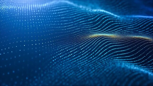 Blue wave pattern with glowing dots