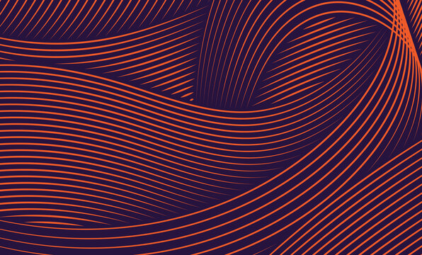 Wavy Lines Abstract composition featuring a pattern of flowing orange and deep purple, dynamic background