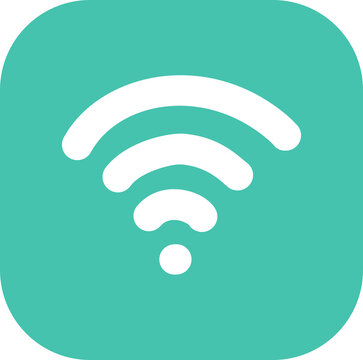 wi fi icon on metal internet button