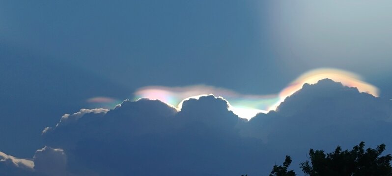Rare Atmospheric Cloud Iridescence and Pileus Cloud Phenomenon