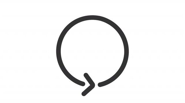 Animated circular arrow line icon. Open ring structure animation. Interface refresh symbol. Smooth circle curve. Outline element on white background. HD video with alpha channel