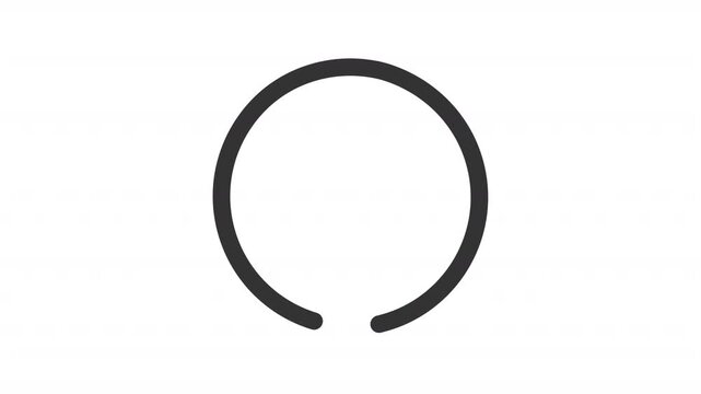 Animated geometric circle line icon. Circular line animation. Balanced open ring. Loop pattern. Outline element on white background. HD video with alpha channel