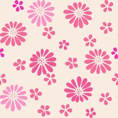 Obraz premium seamless pink floral patternn on beige background , pastel color 