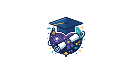 Graduation Cap, Diploma, Stars and Galaxy - Education and Success Concept © Pisang