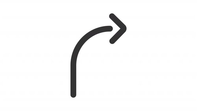 Animated minimalist arrow line icons. Straight and curved pointers animation set. Loop and cycle navigation signs. Outline elements on white background. HD video with alpha channel