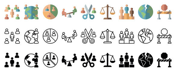Fototapeta premium Collection of icons representing social issues and global challenges
