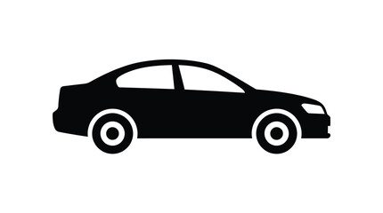 Naklejka premium Sedan Car Silhouette Against A White Background