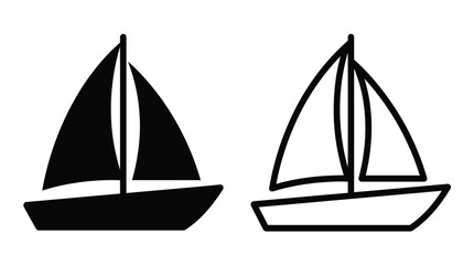 Sailing Boat Silhouettes On White Background Silhouette © Soleman