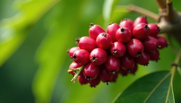 Deep red acai berries cluster on palm tree branch , fruit, fruitcluster, tropical