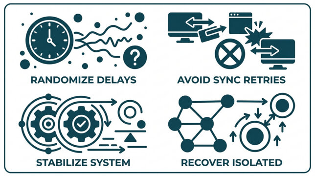 Abstract line art icons for network optimization protocols and backend server management concepts