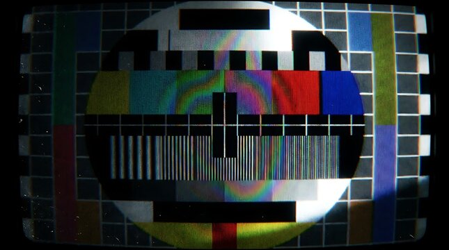 Television screen with test pattern display.