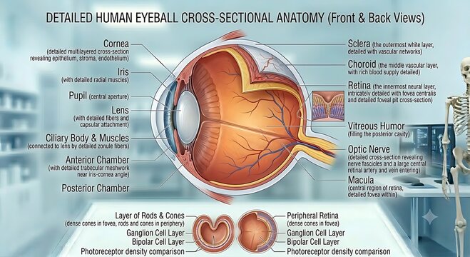 Anatomy of the Human Eye Diagram Medical Illustration
