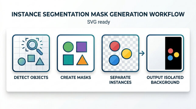 Workflow diagram illustrates instance segmentation mask creation steps for isolated object detection