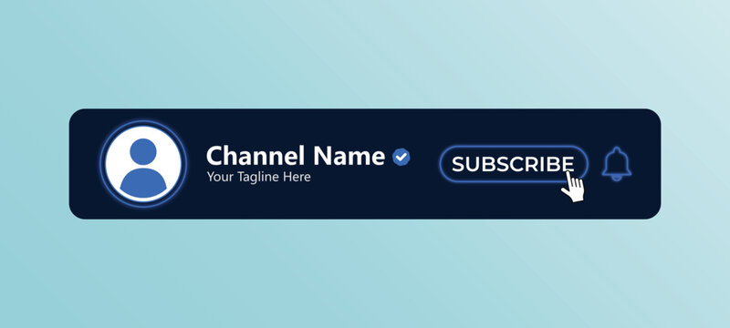 Dark Blue Theme YouTube Subscribe Button with Bell Icon, and User Profile Asset