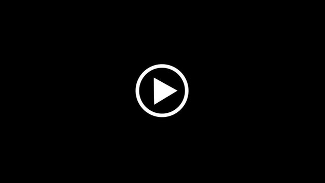 White play button icon on a black background symbol media