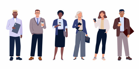 Obraz premium Diverse business people illustration flat vector style on white background