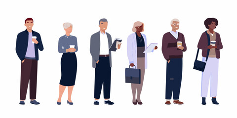 Obraz premium Diverse business people illustration flat vector style on white background