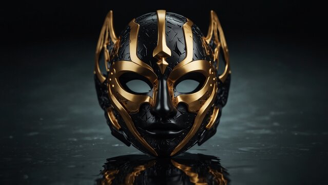 Mask on black background, fantasy style digital art - Generative AI