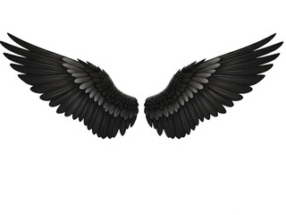 Fototapeta premium Pair of majestic black angel wings isolated on transparent background
