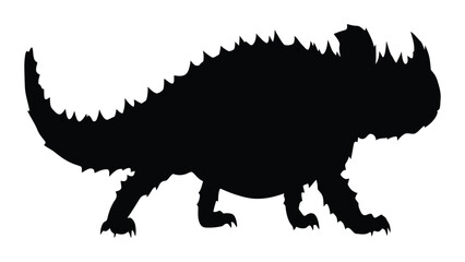 Horned lizard stands in profile as a sharp black silhouette against a white background. © sajida