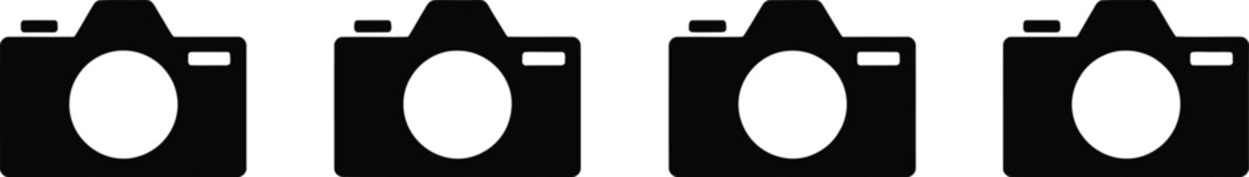 Four identical camera icons aligned horizontally isolated transparent background design