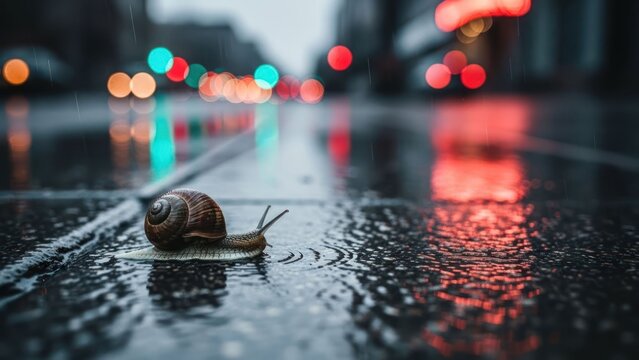 Caracol na chuva urbana
