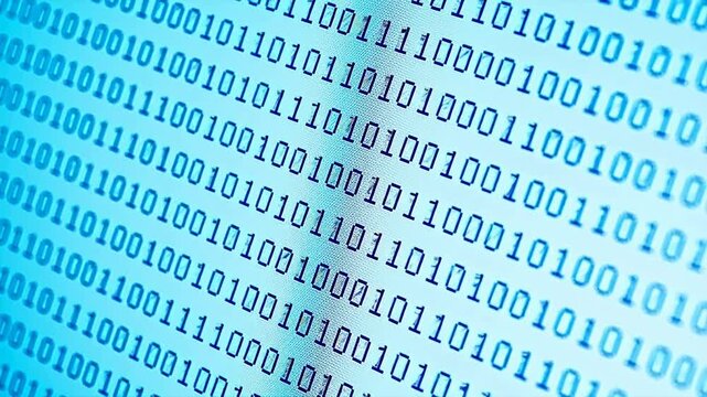 Binary code on digital screen