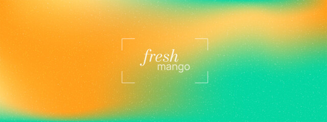 Obraz premium Orange green gradient backdrop with grain noise texture. Soft blur, gradation, fluid tones blend across vibrant mango surface. Vector design. Template for summer, tropical, banner, poster overlay.