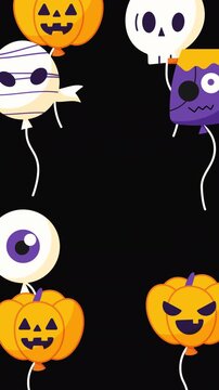 Cute Halloween balloons swaying in a loop animation