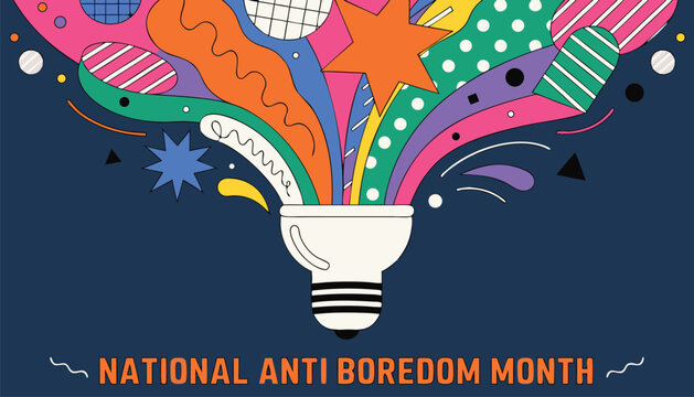 Vibrant light bulb illustration representing creative ideas for anti boredom month