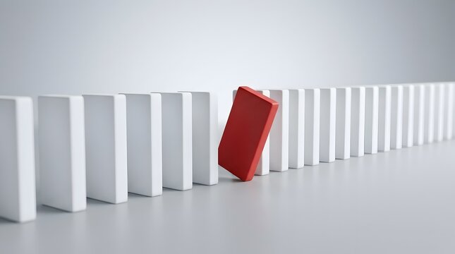 Operational disruption and risk management concept showing an anomalous red block interrupting a compliant sequence