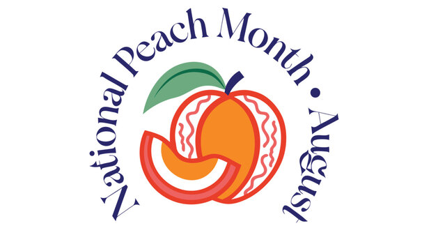 Decorative graphic design celebrating national peach month in late august