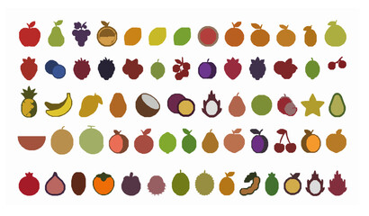 Fototapeta premium Modern Minimal Fruit Outline Icons Set with 100 Fresh Food Symbols Vector Collection