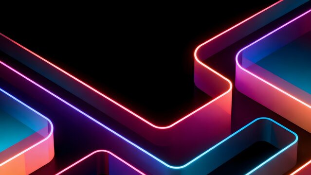Colorful neon lines on black background