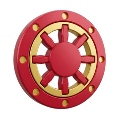 Obraz premium 3D Render of a Red and Gold Dharma Wheel Symbol