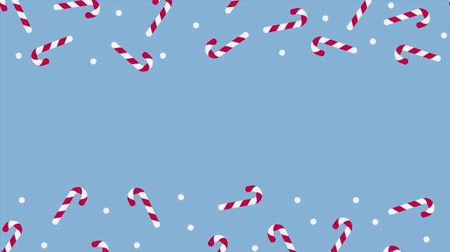 Candy cane motion pattern. Candy cane seamless pattern. Loopable motion with traditional candy canes. Sweets and decorations animated texture