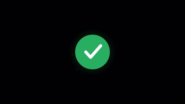 Minimalist green confirmation checkmark animating within circular icon for digital interface task validation 4k video
