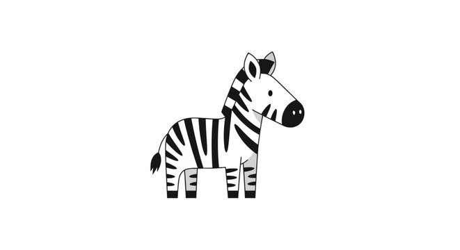 Black and white cartoon zebra standing.