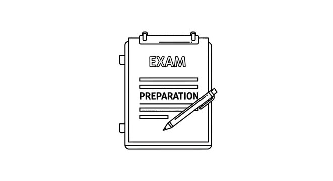 Black and white exam preparation clipboard.
