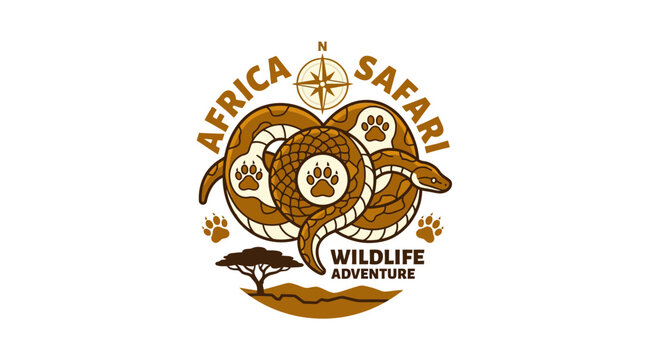 African safari wildlife adventure badge with a coiled snake.