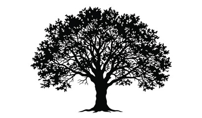 Fototapeta premium Realistic Black Tree Silhouette Icon Set Isolated Nature Forest Vector EPS 10