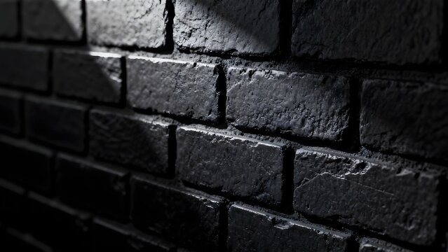 Dark textured brick wall with light shadow