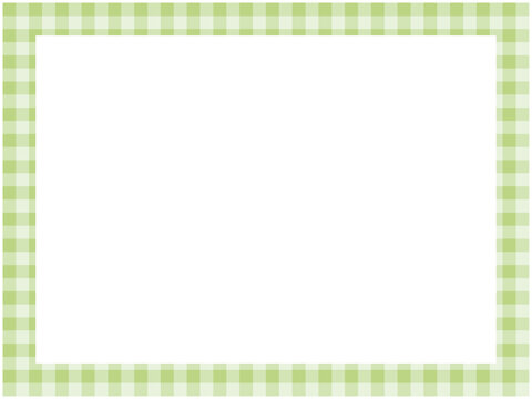 Light green gingham check border frame on transparent background
