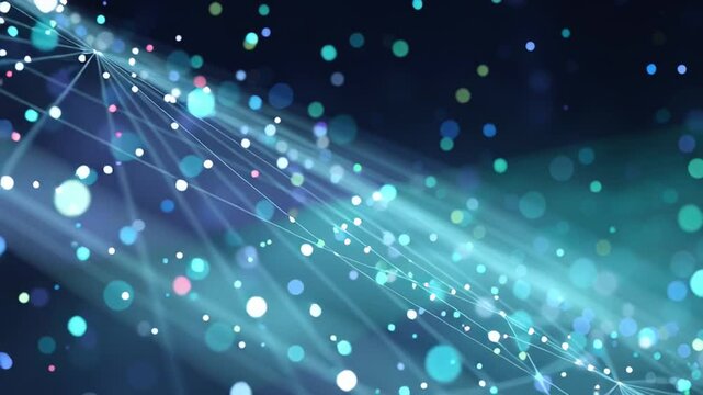 Glowing neural network flowing abstract AI visualization motion background