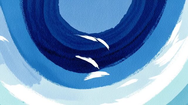 Japanese woodblock print style flowing water ripple pattern abstract motion background