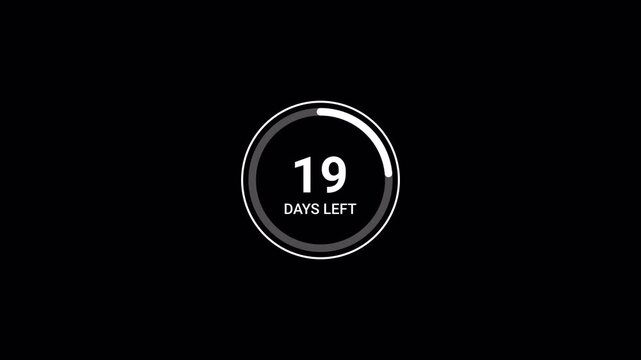 Eighty days count animation. eighty running numbers counting days, 80 to zero day counting, 80 to 0 day on with alpha transparent background.