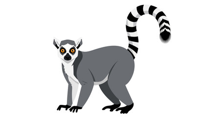 Ring-tailed lemur cartoon, animal illustration, wildlife concept, educational background © London