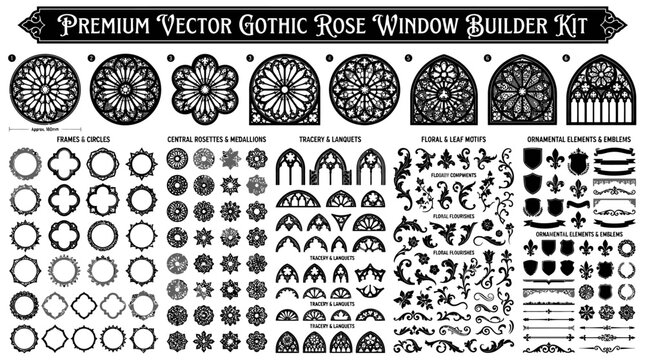 Gothic Rose Window Builder Kit Elements.