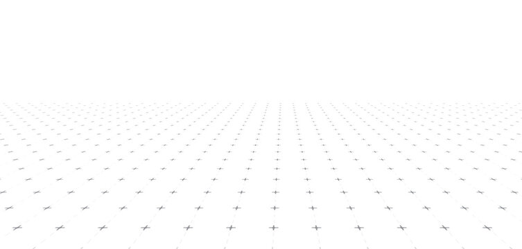 White Perspective Grid Background with Gray Square Lines for Technology and Blueprint Design