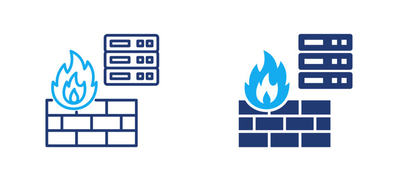 Network Firewall Line Glyph dual color style collection